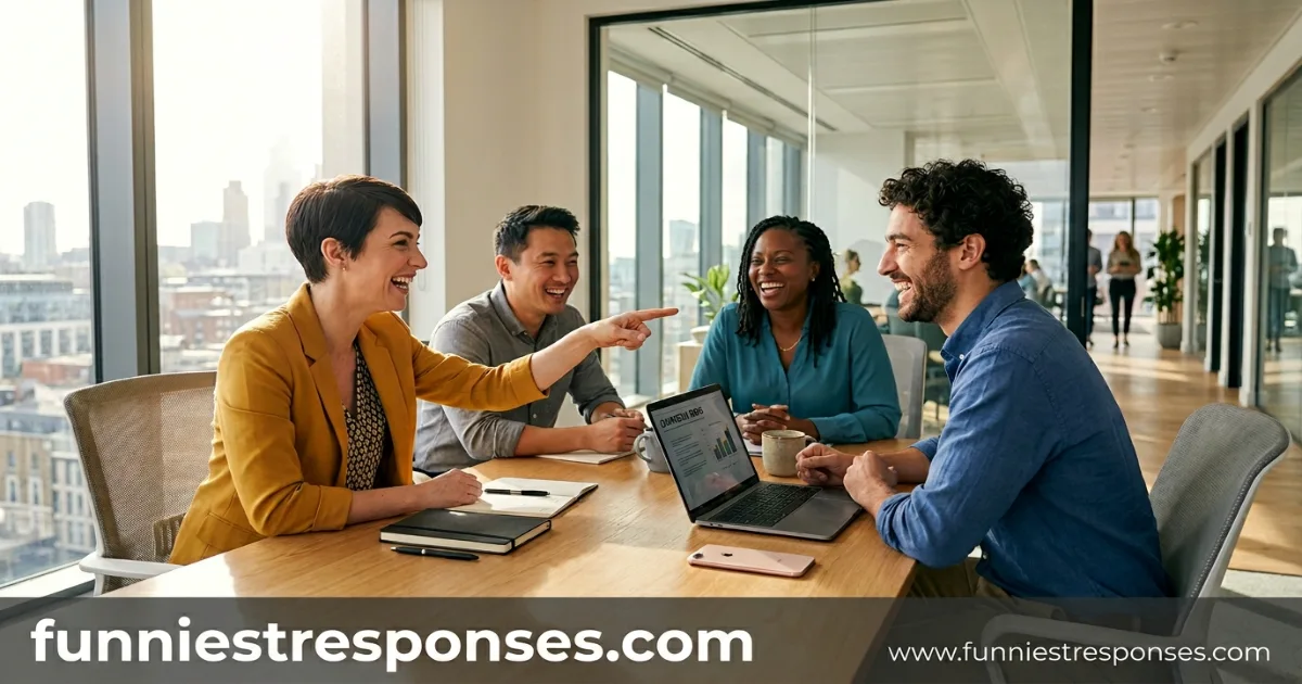 Group of colleagues laughing at a name mix‑up