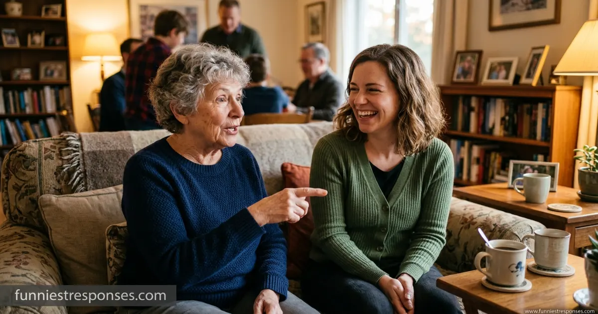 Two people at a party, one looking at the other with a curious expression
