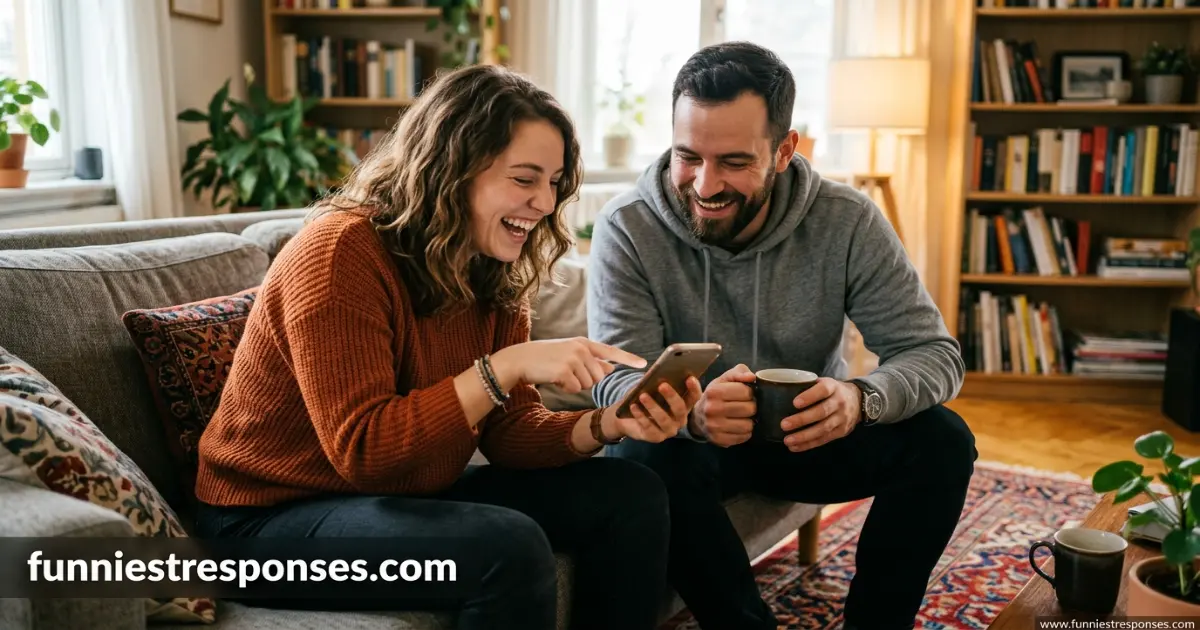 Two friends laughing while texting