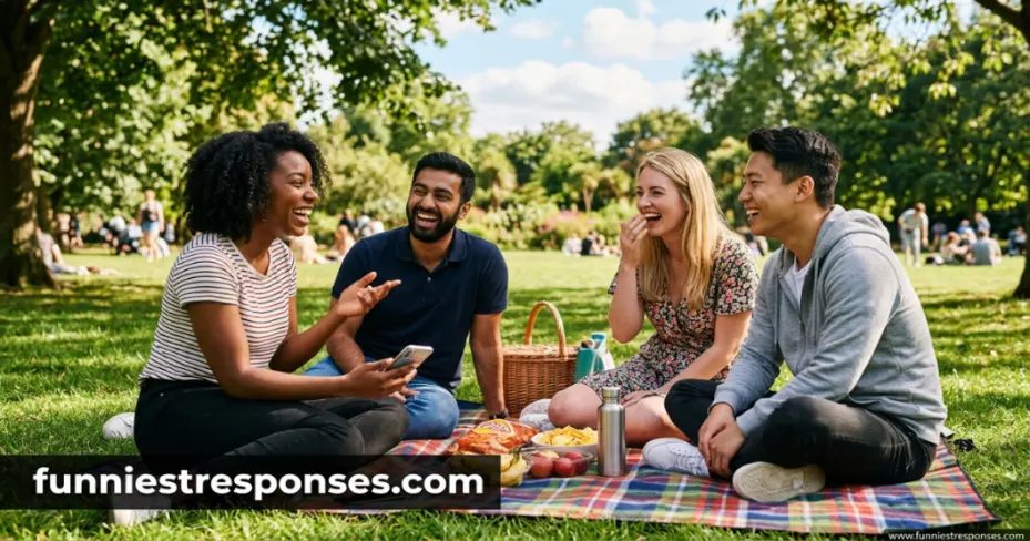 Couple laughing together outdoors