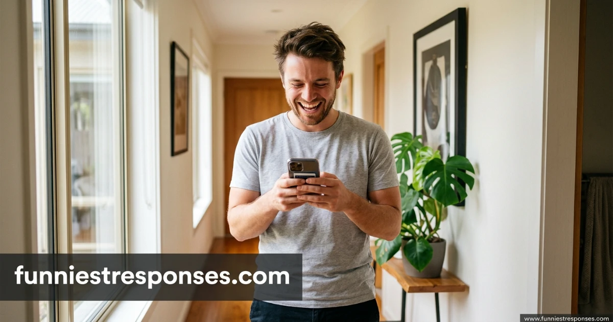 Person laughing at a phone, apparently amused by a troll comment