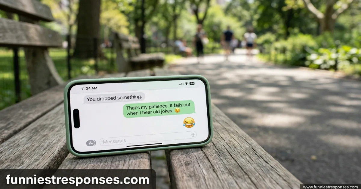 Phone screen with a funny text reply to 'you dropped something'