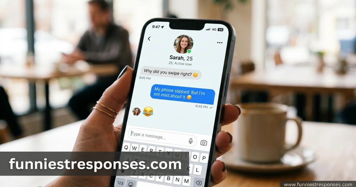 Screenshot of a witty reply to 'why did you swipe right?'