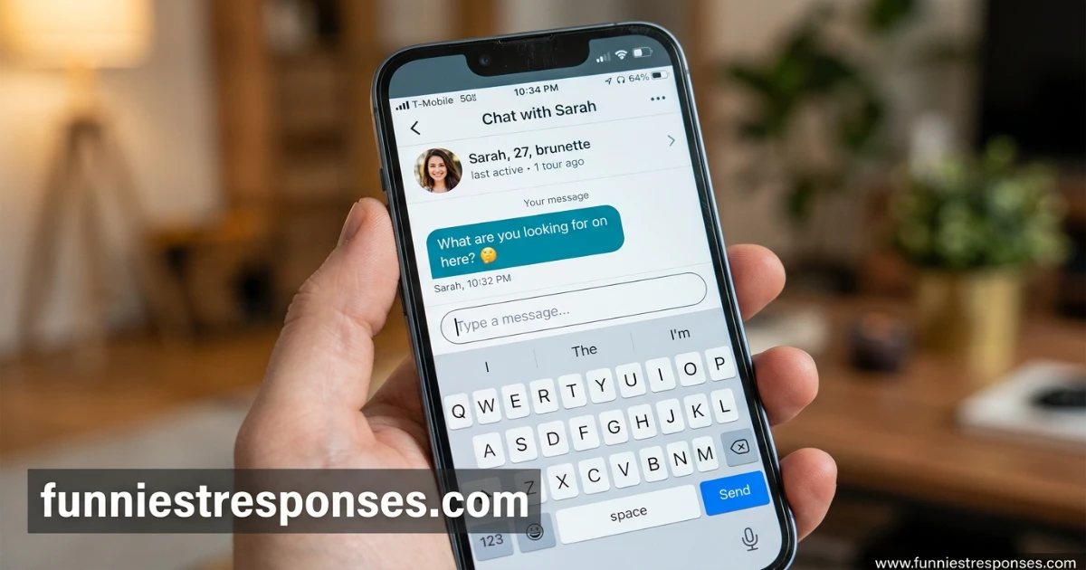 Dating app chat with the question 'what are you looking for on here?'