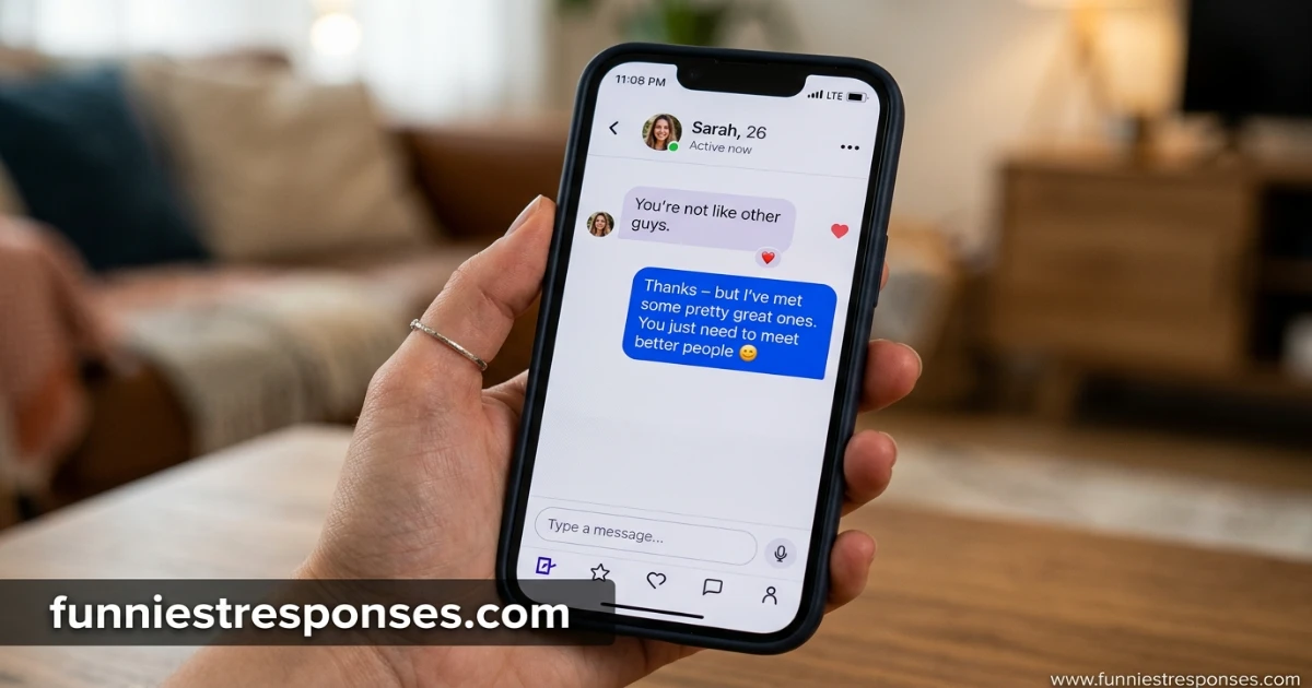 Text message with 'you're not like other guys' and a witty reply