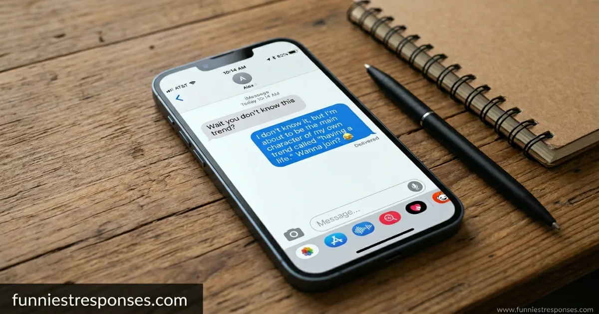 Smartphone text conversation showing trend question and witty reply