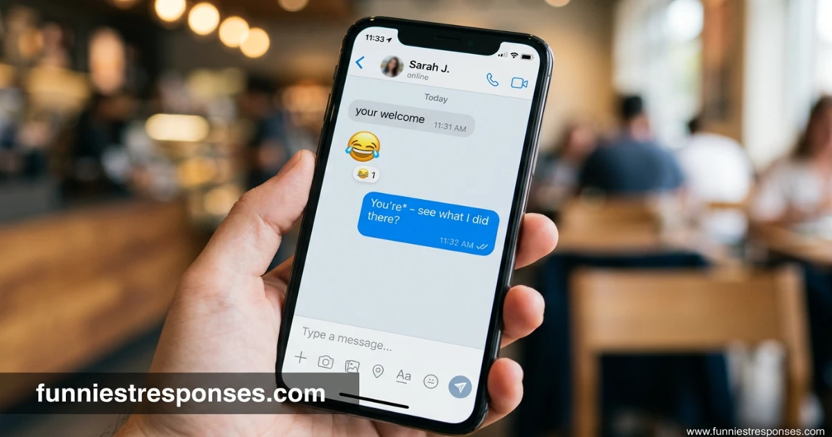 Phone screen with a grammar correction reply