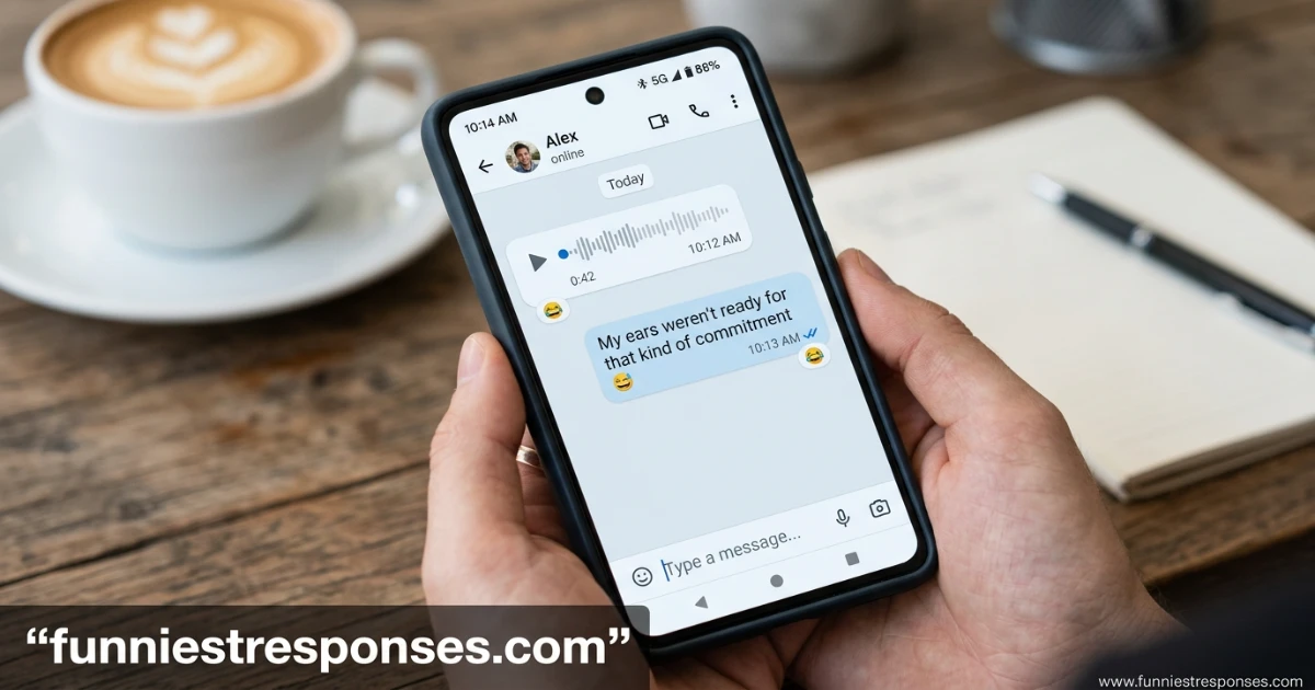 Text reply to a voice note saying 'My ears weren't ready for that' 