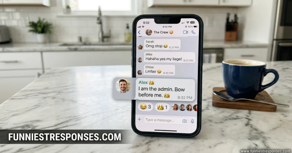 Replies to “who’s the group chat admin?"