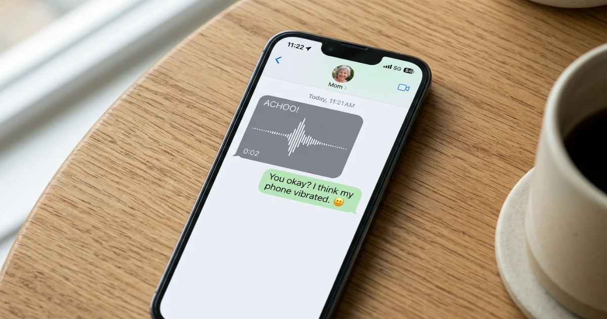 iPhone text conversation showing funny reply to a dramatic sneeze
