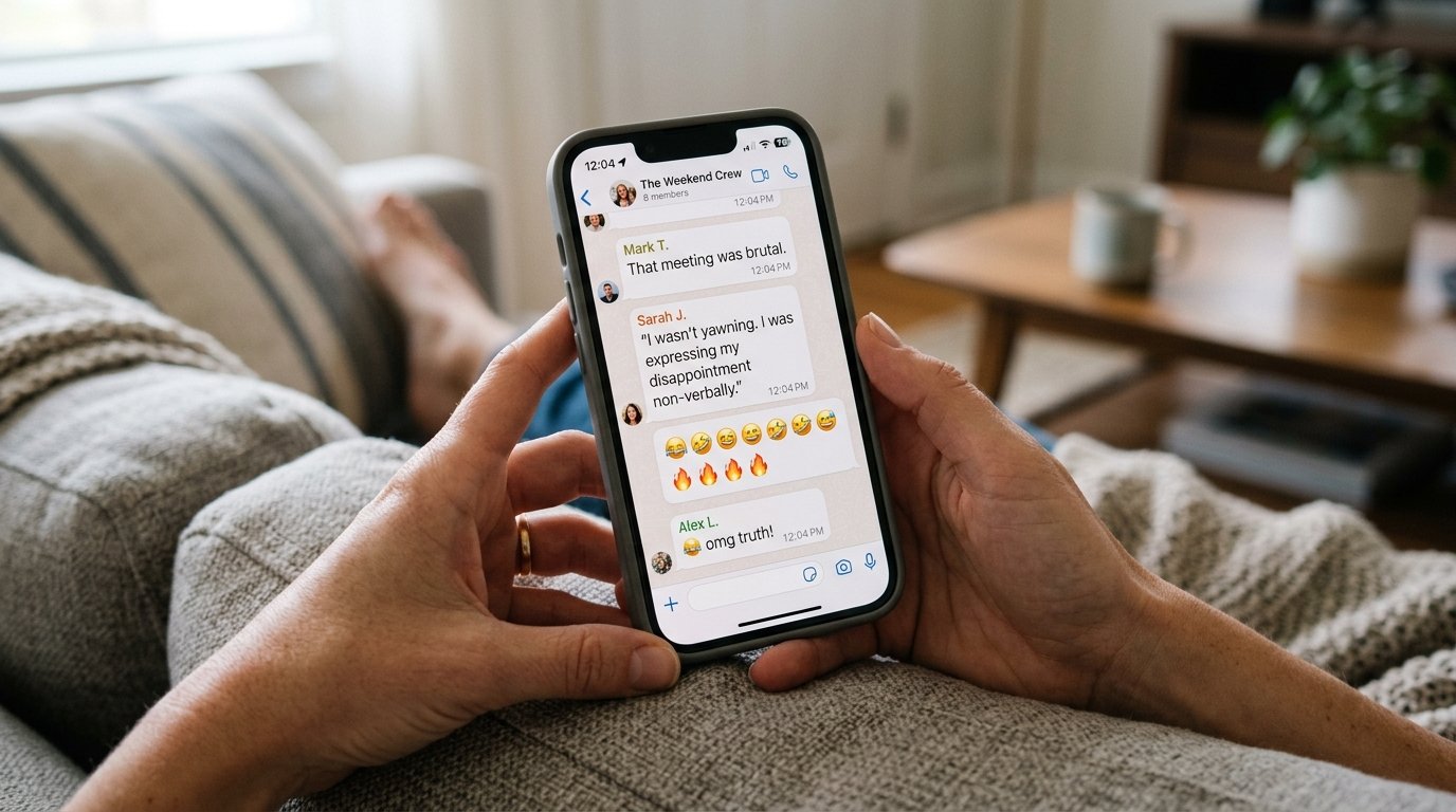 Group chat screenshot with funny yawn comeback reaction