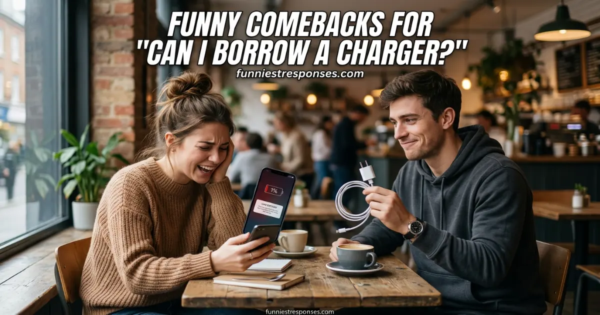 Two friends at a café, one holding a charger, the other gesturing