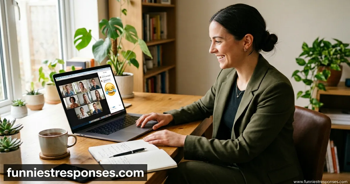 Zoom window with a chat reply 'Sorry, my cat stepped on the keyboard' and a laugh reaction