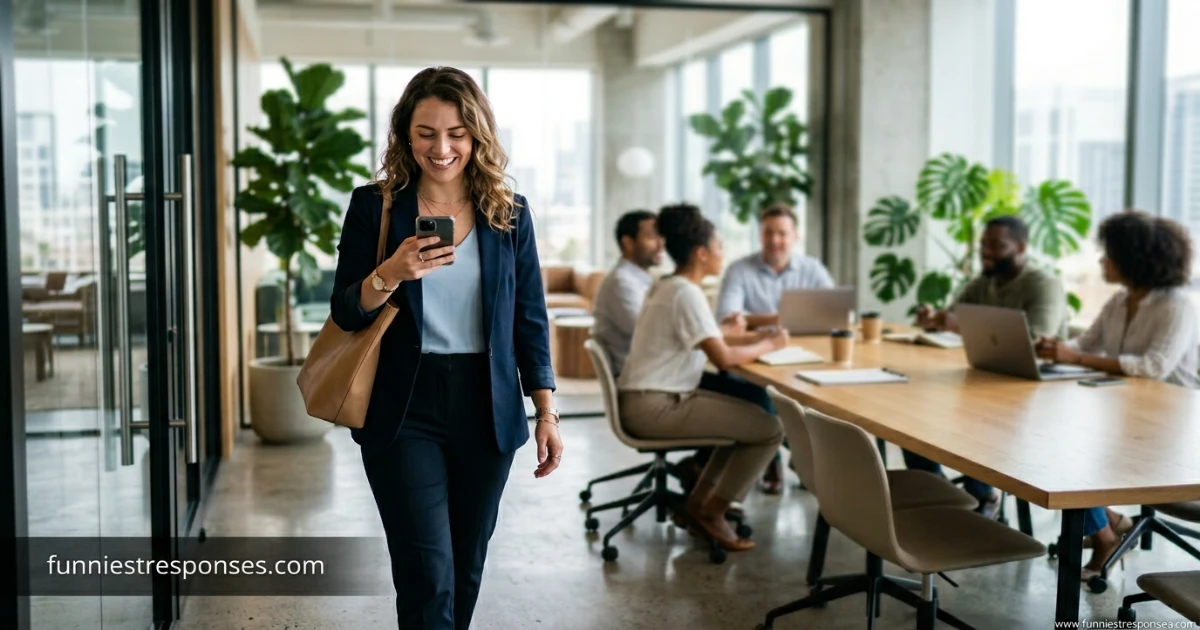 Person arriving at meeting room on time, checking watch with a satisfied smile