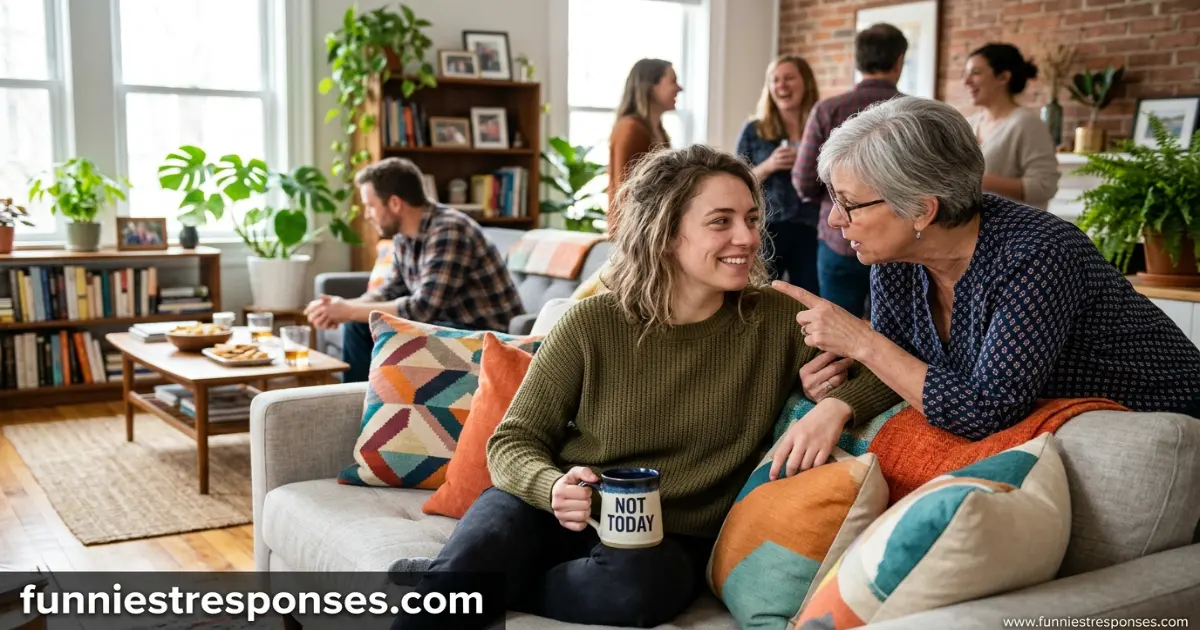 Relative looking at younger adult with concern at a family dinner