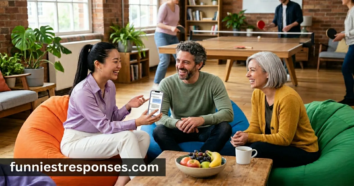 Group of coworkers laughing during an icebreaker session