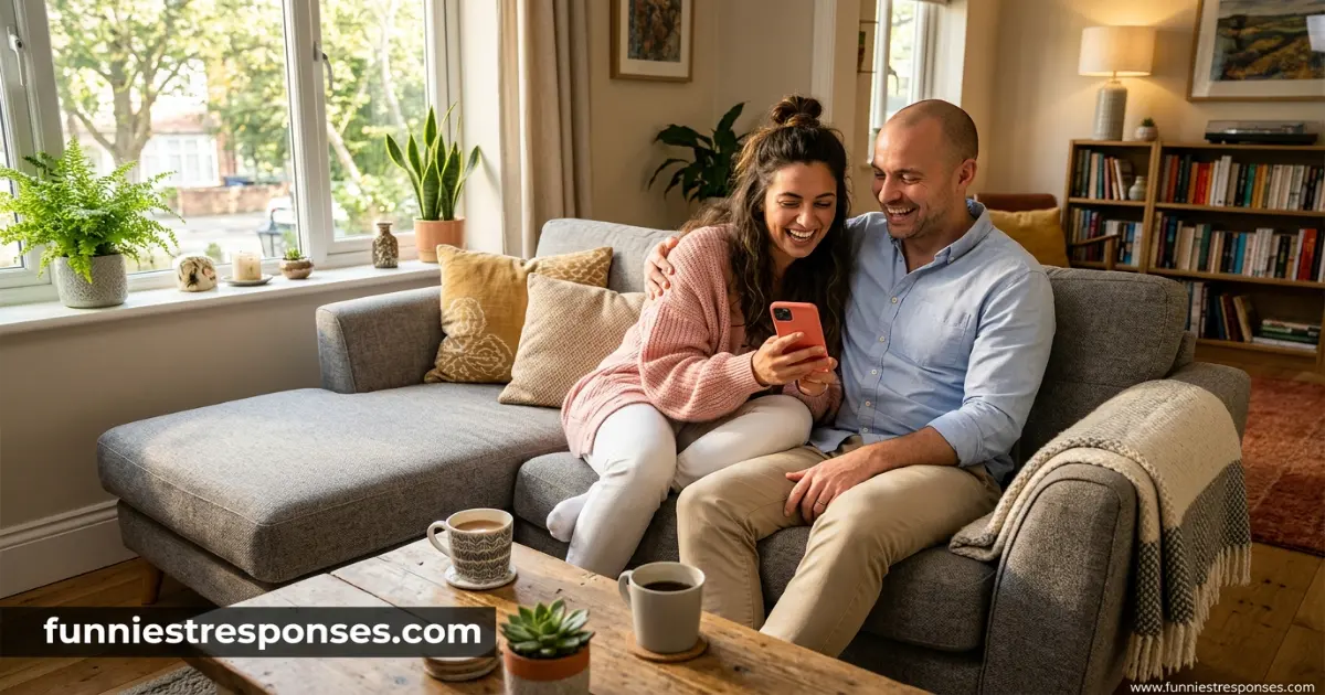 Couple hugging and laughing after a conversation
