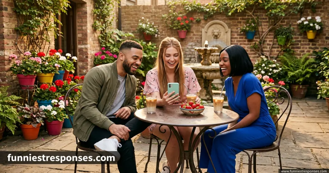 Group of friends laughing and gesturing as if discussing superpowers