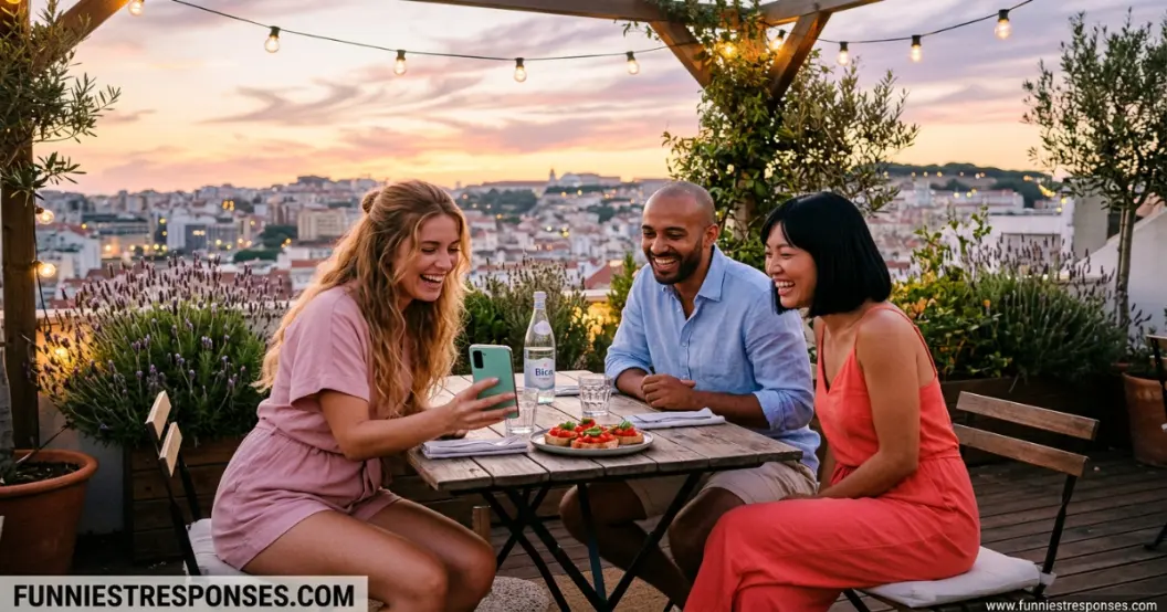 Group of friends laughing together at a party