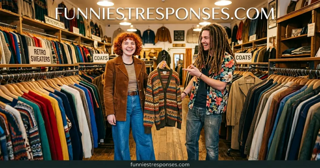 Person smiling while wearing a cozy cardigan and holding coffee