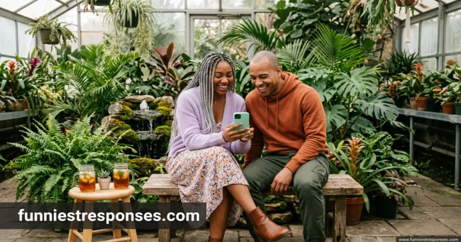 Two friends laughing while drinking tea on a couch