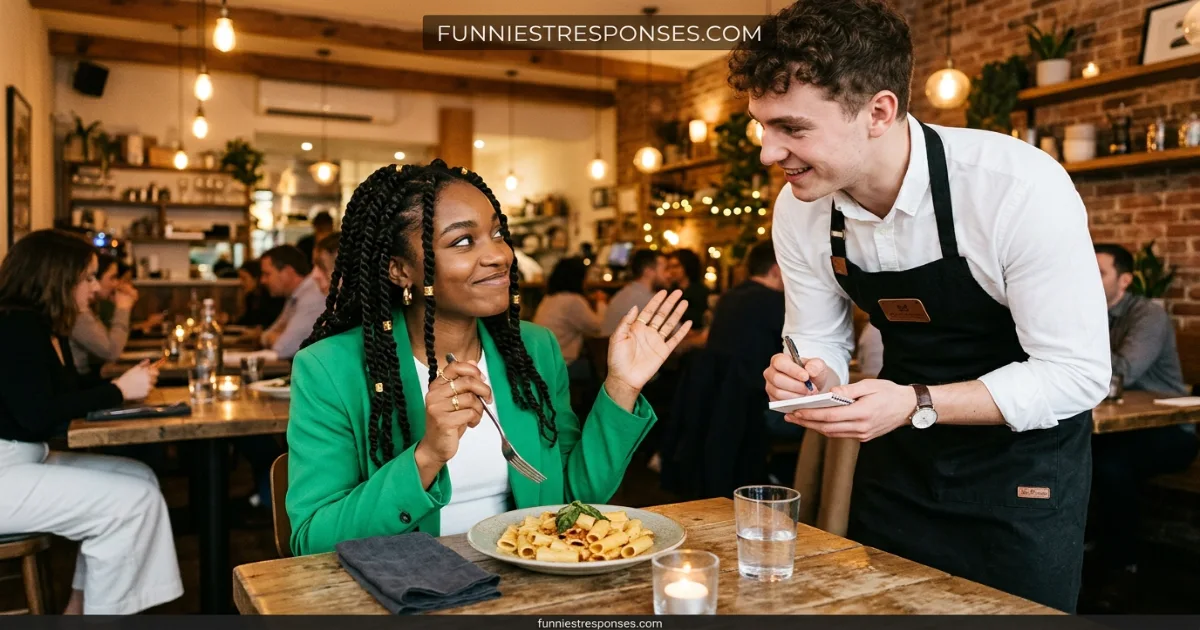 Waiter bringing a free dessert to a table after a food complaint